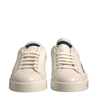 Dolce & Gabbana White Blue Logo Portofino Sneakers Shoes