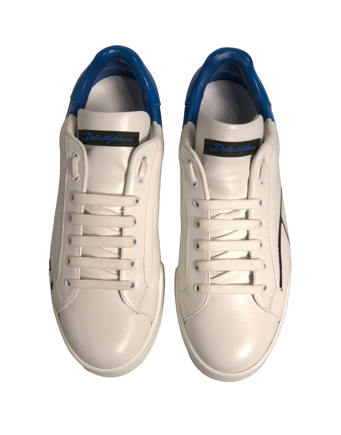 Dolce & Gabbana White Blue Logo Portofino Sneakers Shoes