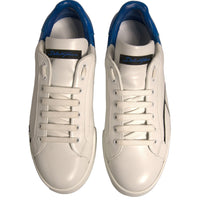 Dolce & Gabbana White Blue Logo Portofino Sneakers Shoes