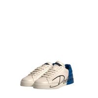 Dolce & Gabbana White Blue Logo Portofino Sneakers Shoes