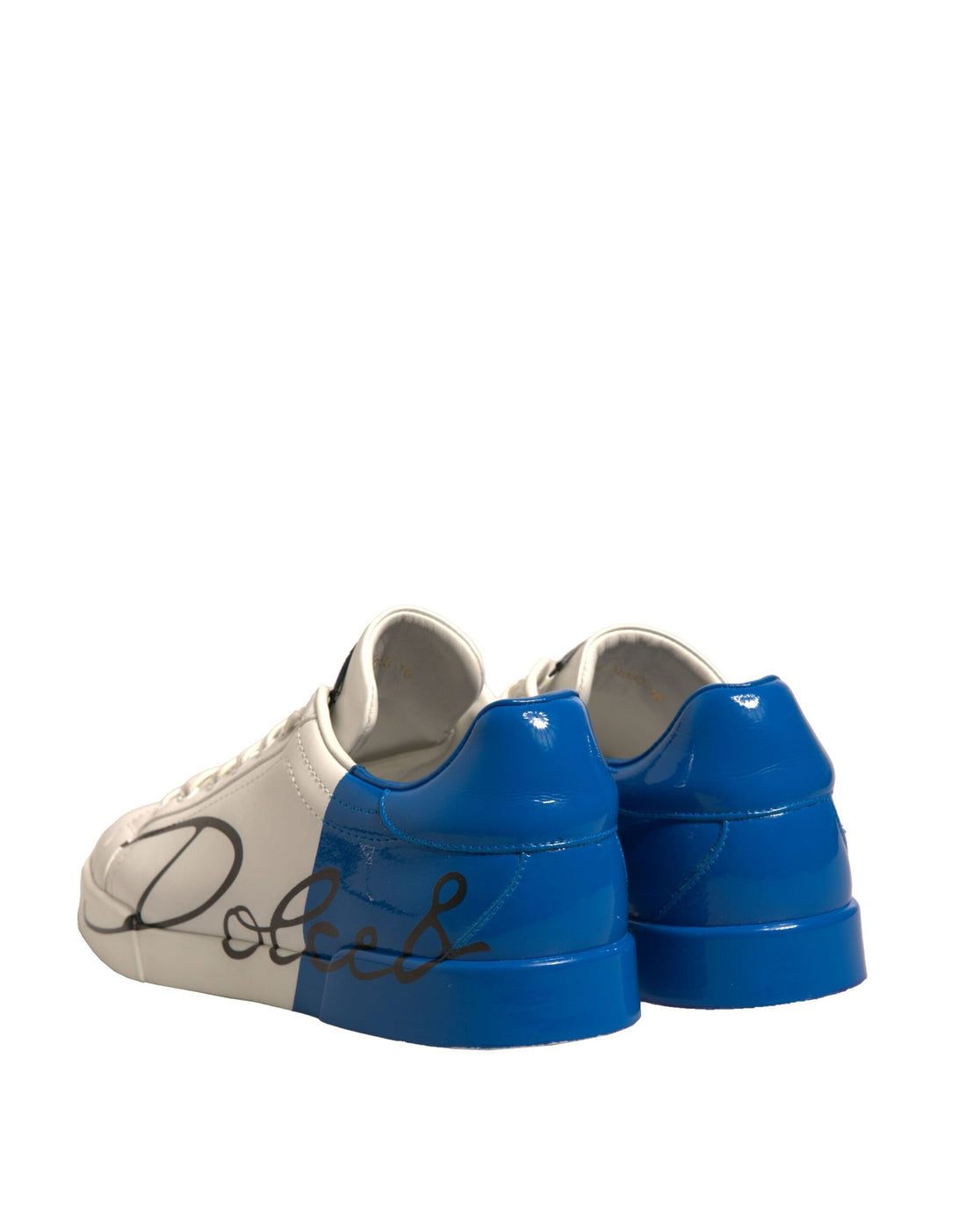 Dolce & Gabbana White Blue Logo Portofino Sneakers Shoes