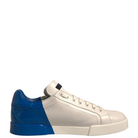 Dolce & Gabbana White Blue Logo Portofino Sneakers Shoes