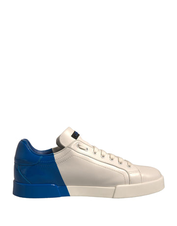 Dolce & Gabbana White Blue Logo Portofino Sneakers Shoes