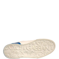 Dolce & Gabbana White Blue Logo Portofino Sneakers Shoes