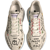 Dolce & Gabbana White Daymaster Hand Painted Sneakers Shoes