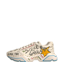 Dolce & Gabbana White Daymaster Hand Painted Sneakers Shoes