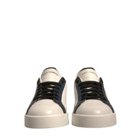 Dolce & Gabbana White Blue Leather Crown Milano Sneakers Shoes