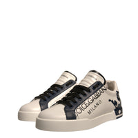 Dolce & Gabbana White Blue Leather Crown Milano Sneakers Shoes