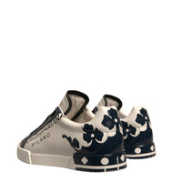 Dolce & Gabbana White Blue Leather Crown Milano Sneakers Shoes