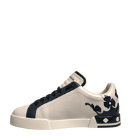 Dolce & Gabbana White Blue Leather Crown Milano Sneakers Shoes