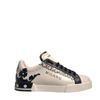 Dolce & Gabbana White Blue Leather Crown Milano Sneakers Shoes