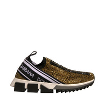 Dolce & Gabbana Gold Rhinestones Sorrento Sneakers Shoes