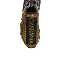 Dolce & Gabbana Gold Rhinestones Sorrento Sneakers Shoes