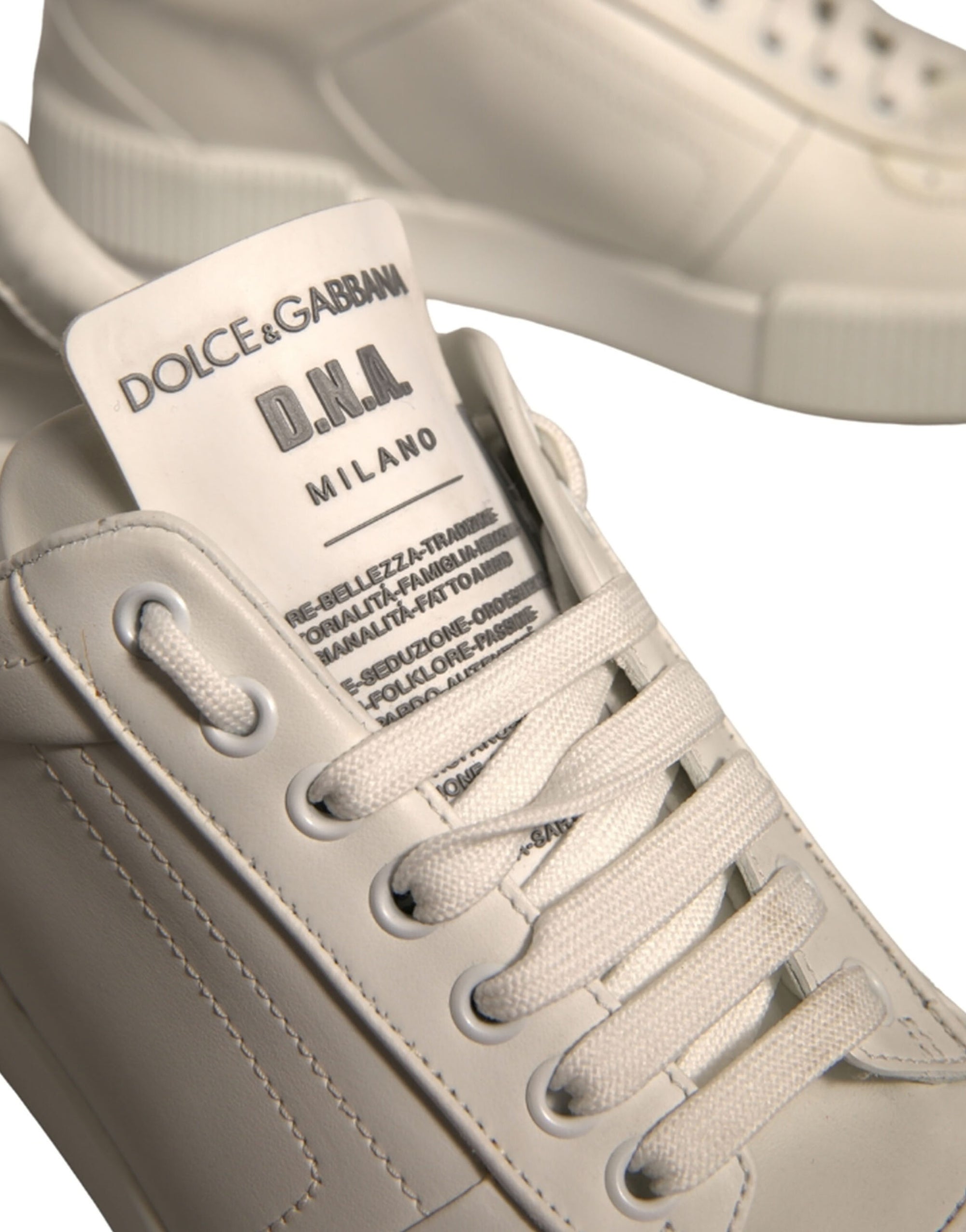 Dolce &amp; Gabbana White Miami Leather Low Top Sneakers Shoes