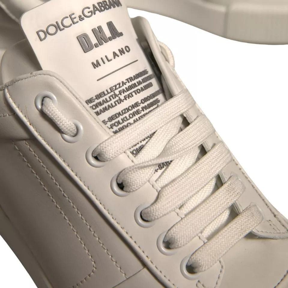 Dolce &amp; Gabbana White Miami Leather Low Top Sneakers Shoes
