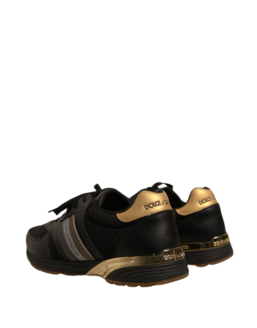 Dolce & Gabbana Black Gold Logo Casual Men Sneakers Shoes