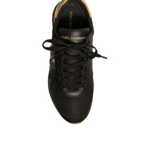 Dolce & Gabbana Black Gold Logo Casual Men Sneakers Shoes