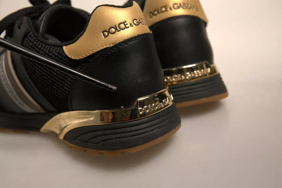 Dolce & Gabbana Black Gold Logo Casual Men Sneakers Shoes