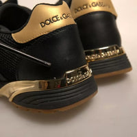 Dolce & Gabbana Black Gold Logo Casual Men Sneakers Shoes