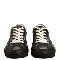 Dolce & Gabbana Black Leather Crown Low Top Sneakers Shoes