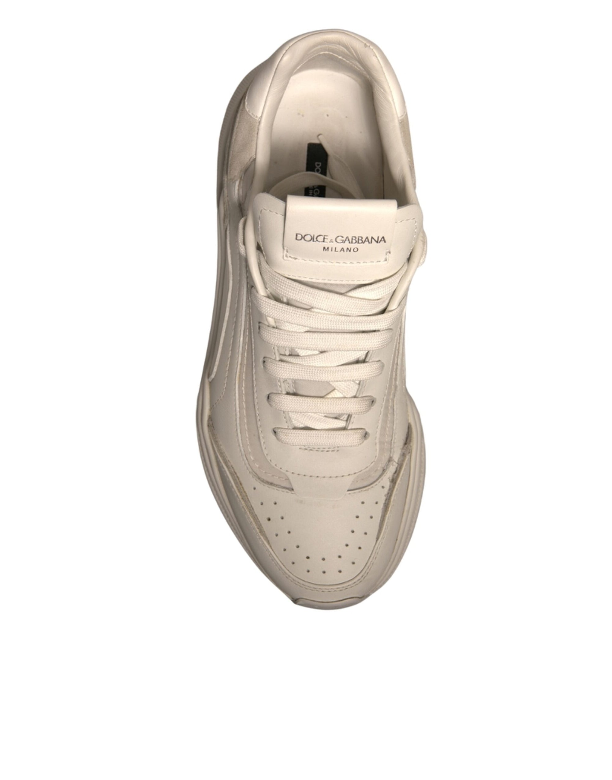Dolce &amp; Gabbana White Daymaster Leather Low Top Sneakers Shoes