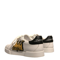 Dolce & Gabbana White Leather Royal Crown Men Sneakers Shoes