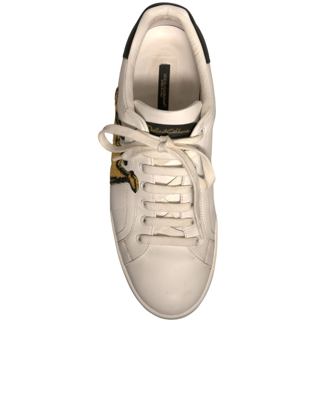 Dolce & Gabbana White Leather Royal Crown Men Sneakers Shoes