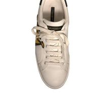 Dolce & Gabbana White Leather Royal Crown Men Sneakers Shoes