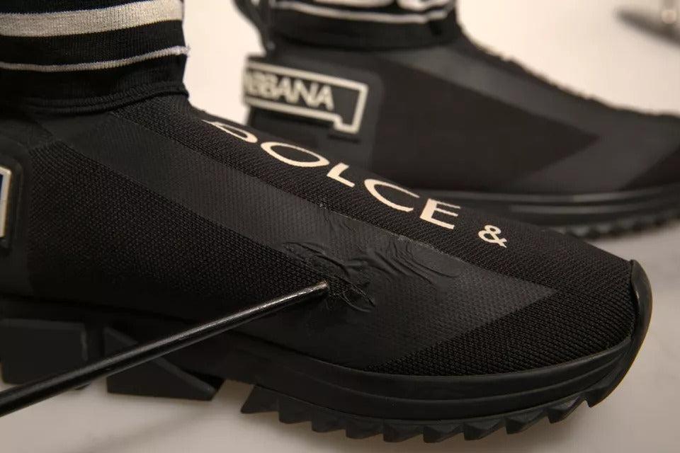 Dolce &amp; Gabbana Black White High Top Sorrento Sneakers Shoes
