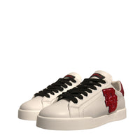 Dolce & Gabbana White Leather DG Logo Low Top Sneakers Shoes