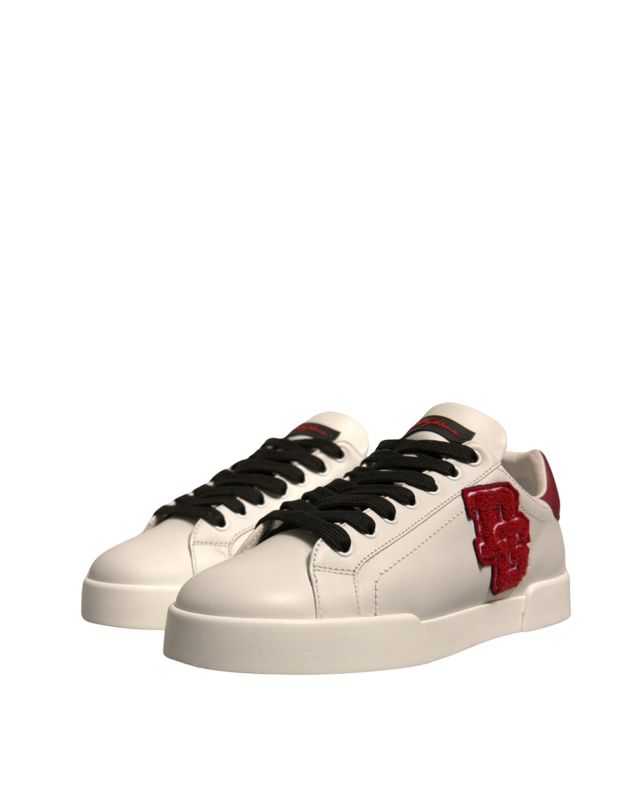 Dolce & Gabbana White Leather DG Logo Low Top Sneakers Shoes