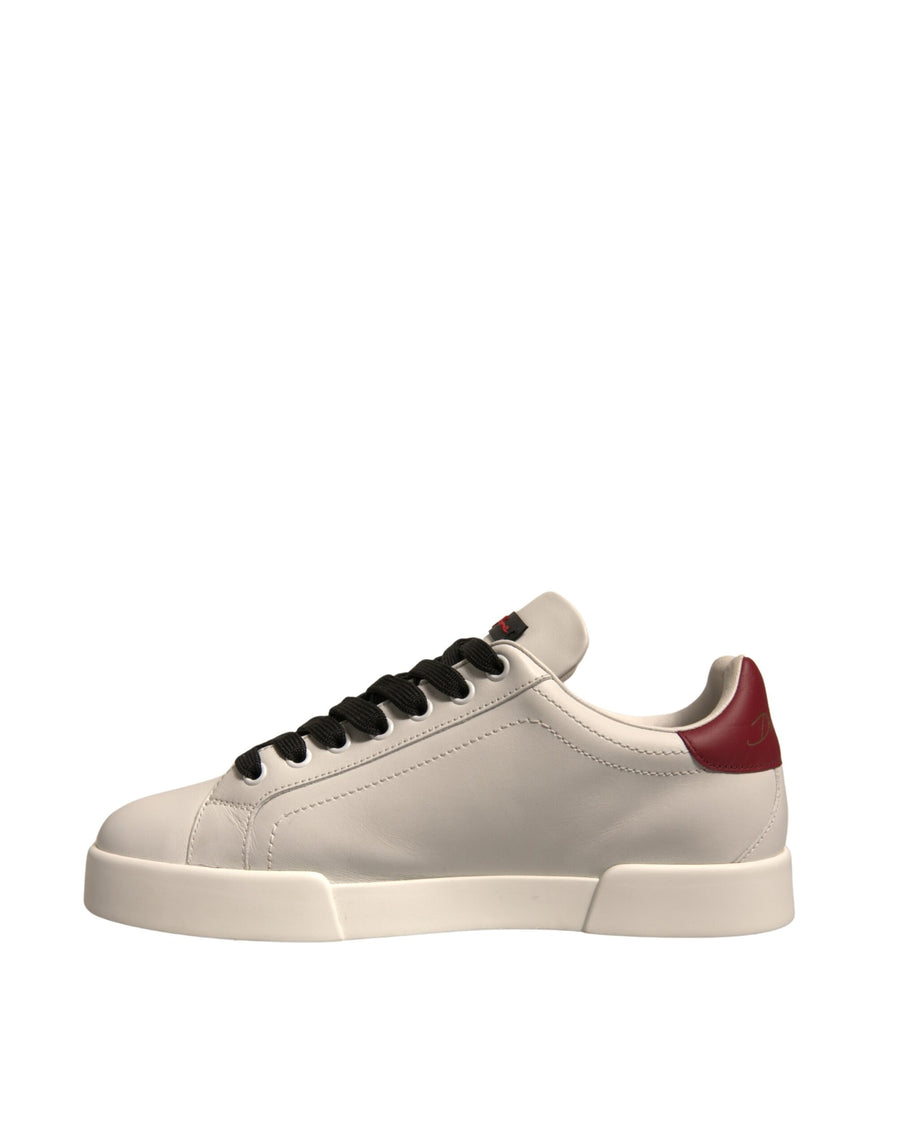 Dolce & Gabbana White Leather DG Logo Low Top Sneakers Shoes