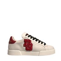 Dolce & Gabbana White Leather DG Logo Low Top Sneakers Shoes