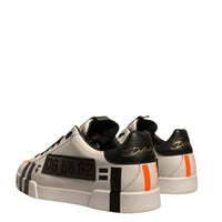 Dolce & Gabbana White Calfskin Patch Portofino Sneakers Shoes