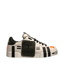 Dolce & Gabbana White Calfskin Patch Portofino Sneakers Shoes