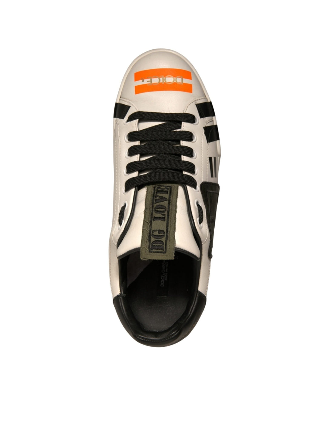 Dolce & Gabbana White Calfskin Patch Portofino Sneakers Shoes