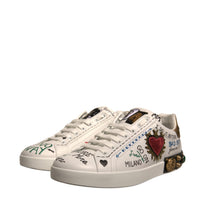 Dolce & Gabbana White Heart Studded Low Top Sneakers Shoes