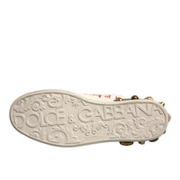 Dolce & Gabbana White Heart Studded Low Top Sneakers Shoes