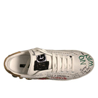 Dolce & Gabbana White Heart Studded Low Top Sneakers Shoes