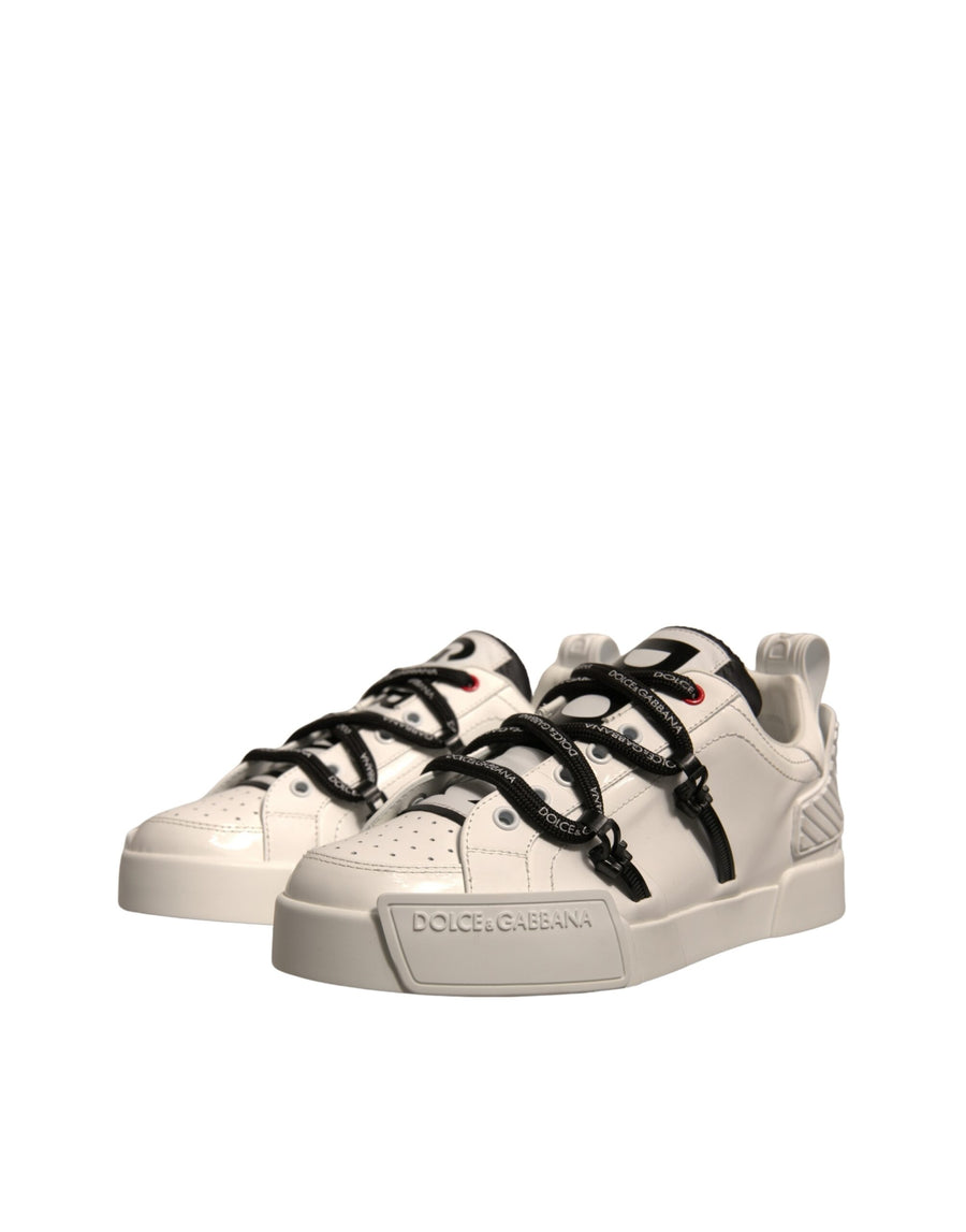 Dolce & Gabbana White Leather Portofino Low Top Sneakers Shoes