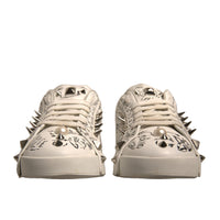 Dolce & Gabbana White Graffiti Studded Portofino Sneakers Shoes