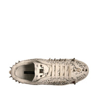 Dolce & Gabbana White Graffiti Studded Portofino Sneakers Shoes