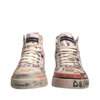 Dolce & Gabbana White Cotton Graffiti High Top Sneakers Shoes