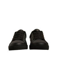 Dolce & Gabbana Black Leather Heart Embellished Sneakers Shoes