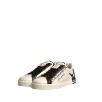 Dolce & Gabbana White Black Leather Crown Milano Sneakers Shoes