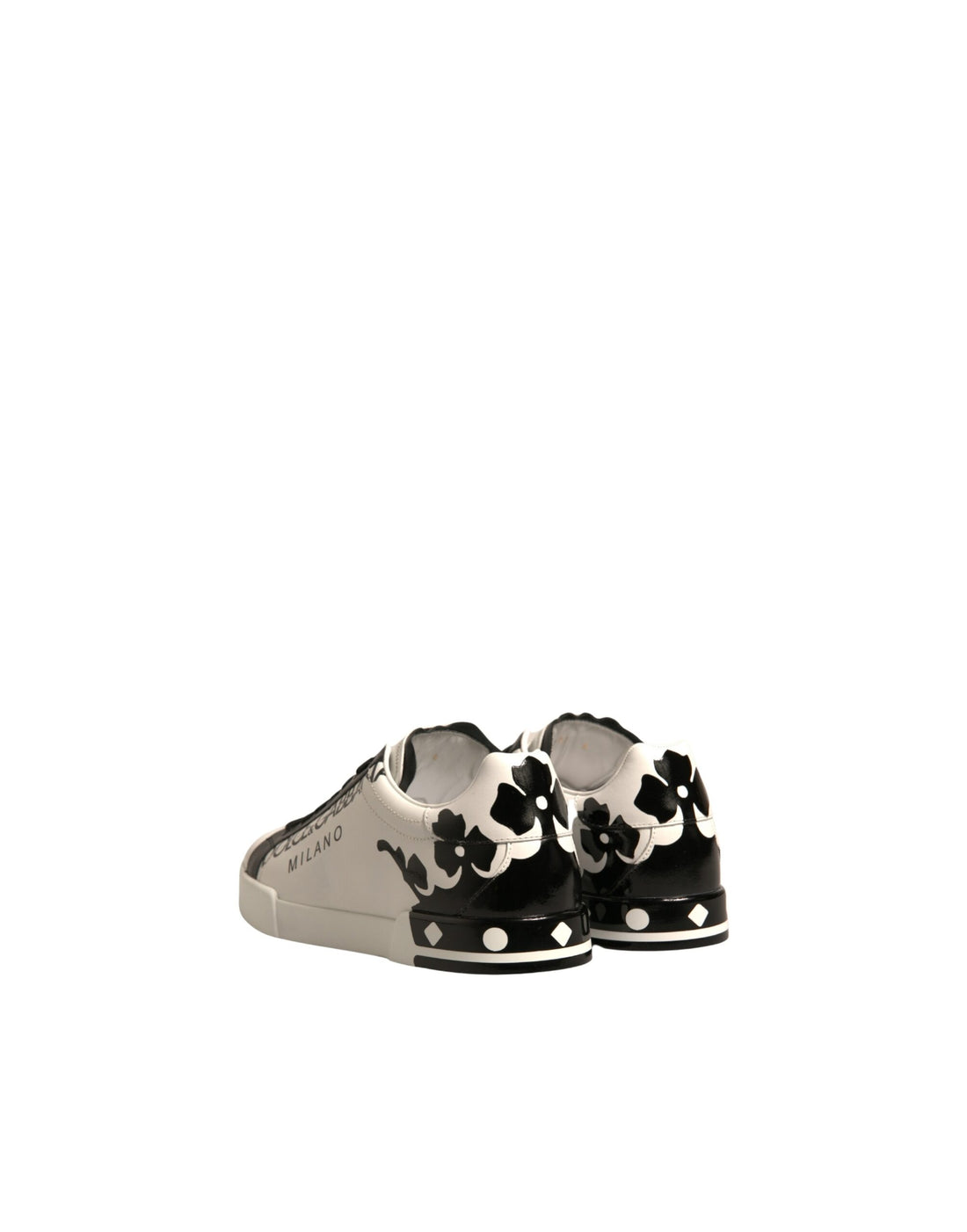 Dolce & Gabbana White Black Leather Crown Milano Sneakers Shoes