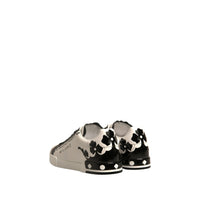 Dolce & Gabbana White Black Leather Crown Milano Sneakers Shoes