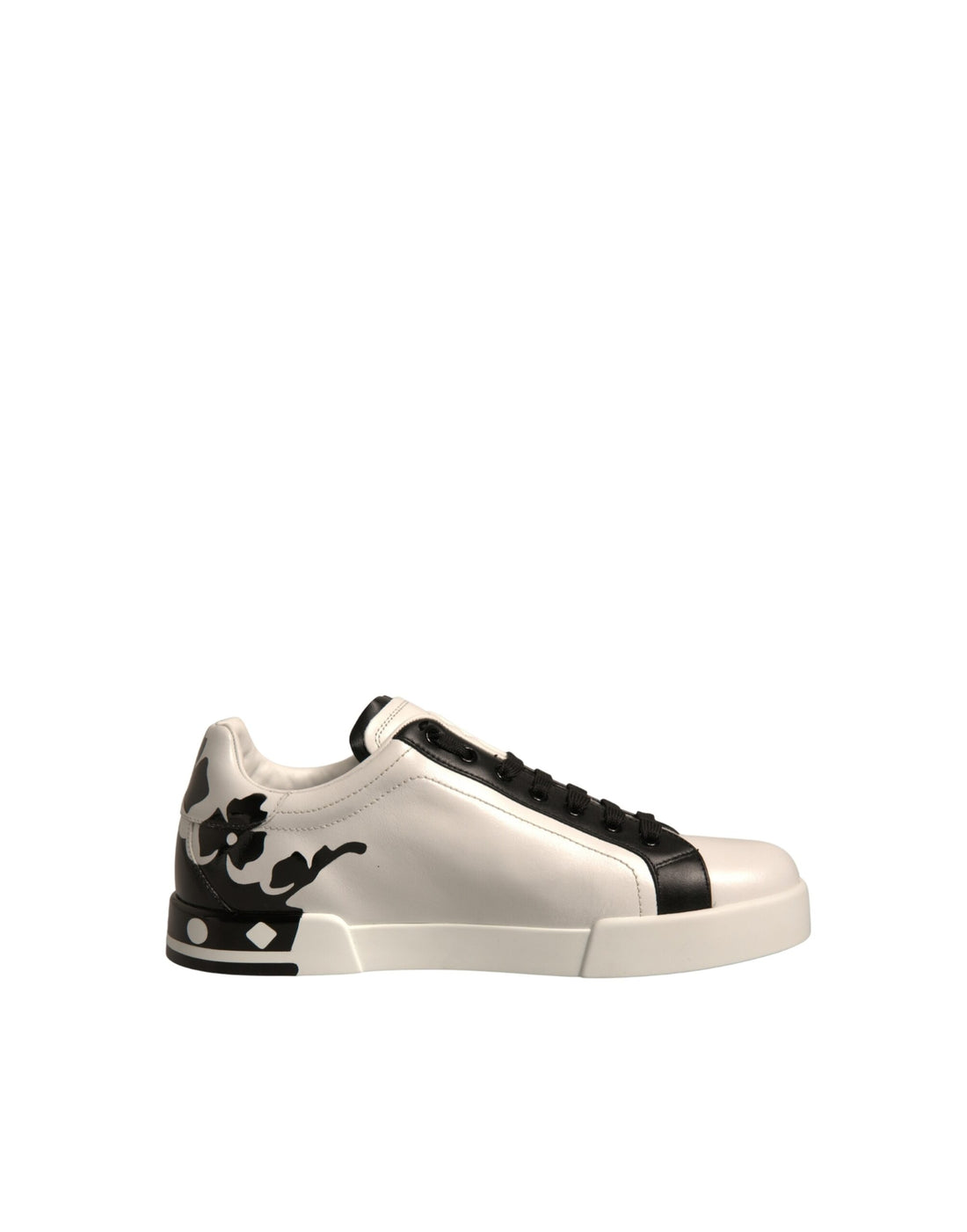 Dolce & Gabbana White Black Leather Crown Milano Sneakers Shoes