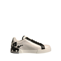 Dolce & Gabbana White Black Leather Crown Milano Sneakers Shoes