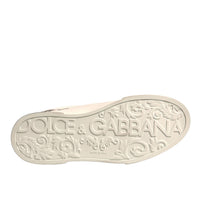 Dolce & Gabbana White Black Leather Crown Milano Sneakers Shoes